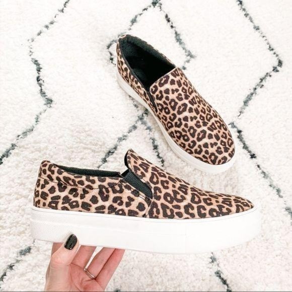 . Shoes - Cheetah leopard print sneakers slip on platform